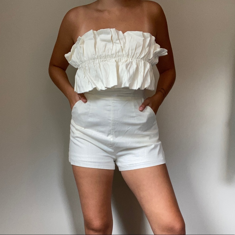 White ruffle romper